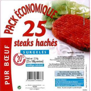 Emballage Steaks Haches Surgeles