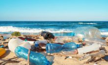Déchets de plastique sur la plage